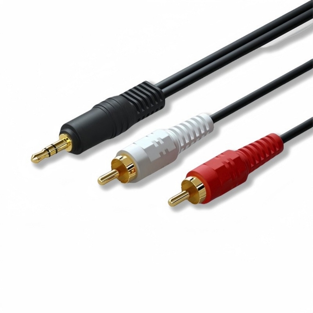 Customized Gold Plated PVC Jacket Audio Cable 3.5mm Male to 2x RCA Male for DVD Player with 4K Resolution