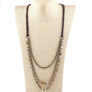 Collana da Donna alla Moda in Stile Bohémien, Gioiello Personalizzato a 3 Strati con Gemme da 6mm e 8mm, Diaspro Imperiale, Catena <span class=keywords><strong>Rosario</strong></span> in Bronzo e Pelle - Product Image 3