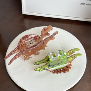 DOWELL Vente en gros Offre Spéciale Mignon Personnalité Brun <span class=keywords><strong>Dinosaure</strong></span> Acrylique Plat Cheveux Griffe - Product Image 4