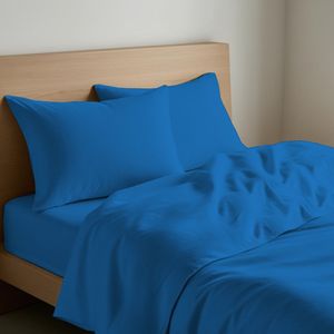 Juego de Sábanas 100% Algodón Azul Avio Tamaño King Francés con Fundas de Almohada Incluidas - Product Image 3