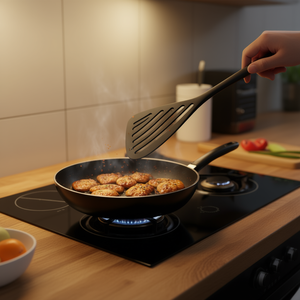 Espátula ranurada Tecna Wender negra, utensilio de cocina para cocinar y servir - Product Image 3