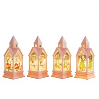 Nouvelle Lampe de Nuit Château de Noël Portable en Plastique, Lampe Bougie, Décorations de Noël pour Bureau d'École Primaire, Fêtes