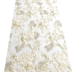 Вышивка блестками Свадебное кружево для женщин платья Белый индивидуальный пакет Вышивка Ткань модная устойчивая вышивка