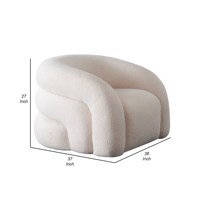 Fauteuil pivotant de style européen en tissu polaire d'agneau ivoire avec dossier en forme de baril incurvé