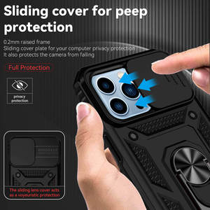 Coque de protection personnalisable 2-en-1 avec anneau coulissant pour appareil photo et support, compatible iPhone 17 Pro Max, 17, 16, 15, 14 – Étui arrière blindé - Product Image 3