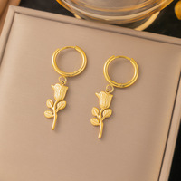 Ensemble Collier et Boucles d'Oreilles Tendance en Acier Inoxydable Plaqué Or 18K Poli, Série Marine, Bijoux Géométriques de Luxe Vintage pour Soirée