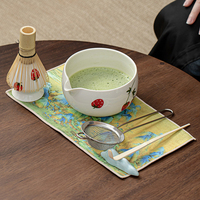 Nouvelle mode Matcha ensemble 100 broches fouet cuillère mignon bol en céramique et support 5 pièces Matcha coffret cadeau ensemble pour les amoureux du Matcha