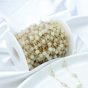 Chaîne de pierres naturelles colorées de 4 mm avec espaceurs en cuivre pour bijoux faits main DIY, vendue au mètre - Product Image 3