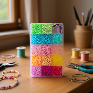 Ilan <b>Bead</b> <b>Set</b> 18x10cm Colorful Round Plastic For Jewelry Making Crafting Durable Casual Style - Product Image 2