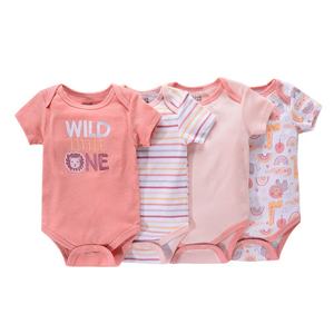 طقم رومبير قطني بأكمام قصيرة للأطفال صيف 2025، للأولاد والبنات من عمر 0-1 سنة، بدلة لطيفة من أربع قطع للبيع بالجملة - Product Image 4