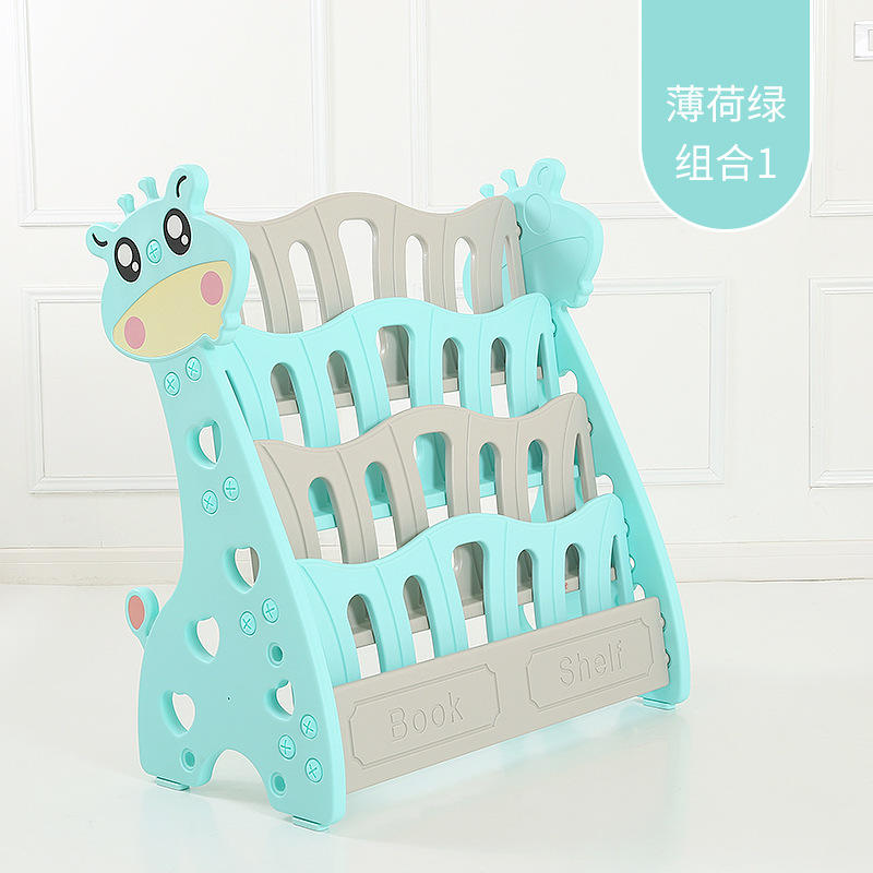 Cute Deer 4-layer bookshelf blue