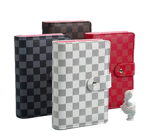 Venta al por mayor de fábrica A6 Mini PU cuero 6 anillo presupuesto billetera Agenda planificador carpeta cuaderno dinero organizador A5 Tapa dura hojas sueltas - Product Image 1