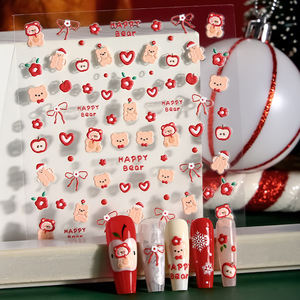 Pegatinas de Uñas con Diseño de Muñeco de Nieve y Árbol de Navidad en Gel Suave 5D con Impresión en Relieve, Pegatinas de Uñas DIY, Calcomanías de Uñas, Venta al por Mayor, OEM, Personalizadas - Product Image 5