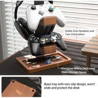 Support pour casque et manette de jeu avec base de rangement, accessoires de bureau, support en bois pour écouteurs de jeu