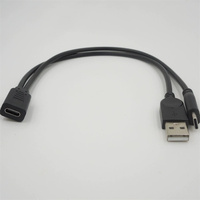 1 en 2 OTG Type C USB Host Power Y Splitter USB Adapter to Type c Male Female Cable Black for Android Phone for iPhone