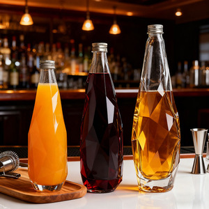 350ml 500ml 750ml thiết kế mới độc đáo rõ ràng kim cương hình dạng tinh thể Tequila rượu rượu Chai Nước Thủy Tinh chai rượu vang - Product Image 1