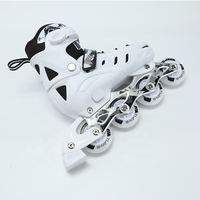 Rollers en Ligne Professionnels pour Adultes, Taille Réglable, Coque PP, avec 4 Roues Clignotantes pour Patinage en Extérieur