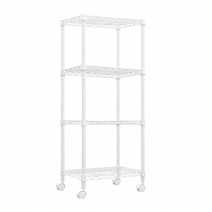 MZG Entrepôt Local Nouveauté 2026 Étagère de Rangement Métallique Blanche à 4 Niveaux pour Jouets de Chambre d'Enfant avec Roues - Product Image 6
