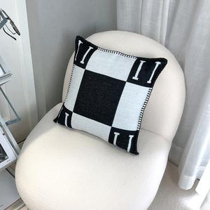 18x18 Inch Square Woven Jacquard H Letter Throw <strong>Pillow</strong> Cover Classic Geometric Pattern <strong>Soft</strong> Acrylic Sofa Cushion Cover Home - Product Image 2