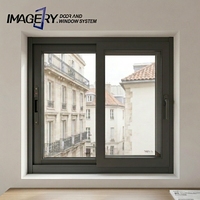 Fenêtre coulissante à cadre en aluminium au design simple, double vitrage trempé, 3 panneaux avec moustiquaire