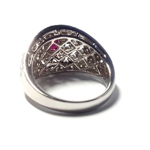 Bague antique en or blanc 18 carats avec de vrais diamants, émeraude et rubis, bijoux africains vintage pour femmes, cadeau de mariage - Product Image 3
