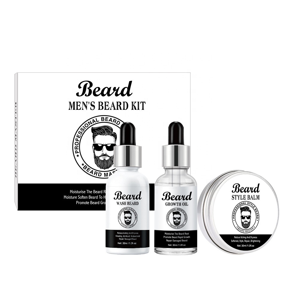 Amazon Hot Sale Private Label 4PCS Beard Care Kit Beard Growth Kit
