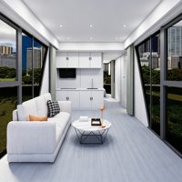 Maison-capsule portable d'extérieur entièrement en aluminium, alimentée à l'énergie solaire, design moderne pour hôtel, appartement, bureau, cuisine, salon