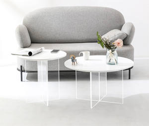 <span class=keywords><strong>Table</strong></span> basse ronde en acrylique transparent, style nordique minimaliste, blanc, diamètre 50 cm 70 cm, pour salon, meubles de maison, fabrication d'usine - Product Image 5