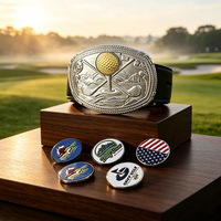 Fournisseur direct d'usine Nouvelle boucle de ceinture de champion de golf, emblème de balle de golf, en alliage de zinc en forme de losange pour rangement