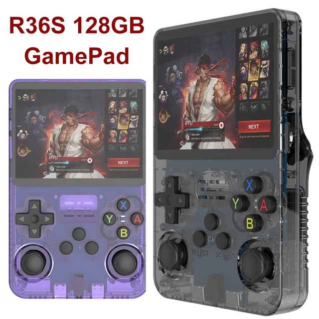 Stock Original R36S AkrOS Handheld 3D Joysticks Gamepad Game Console with 64GB 128GB Storage Thousands Free Retro HD Video Games