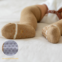 Chaussettes pour bébé nouveau-né en polaire corail jacquard, respirantes, antidérapantes, au-dessus du genou, en spandex/polyester, pour l'automne