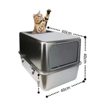 Litière pour chat intelligente manuelle la plus vendue - Entièrement fermée, extra-large, en métal et plastique, design carré, facile à nettoyer, empêche la dispersion de la litière