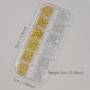 12 rejillas oro plata estrella Aleación de Metal Nail Art Charms Tetraptera Punta de manicura 3D DIY prensa brillante en decoración de <span class=keywords><strong>uñas</strong></span> metálicas - Product Image 5