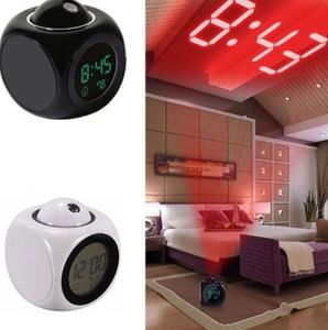 Réveil numérique avec affichage LED de projection LCD sur le bureau, fonction snooze, thermomètre et messages vocaux - Product Image 2
