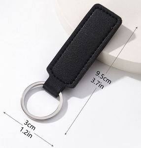 Porte-clés en cuir PU personnalisable avec logo gravé au laser, forme rectangulaire, circulaire ou ovale, cadeaux promotionnels, porte-clés de luxe vierge pour gravure au laser - Product Image 3