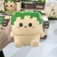 Jumbo Squishy 13cm My World MC Grass Cube, Jouet à pincer, Poupée souple, Jouet anti-stress pour adultes, Jouets Fidget