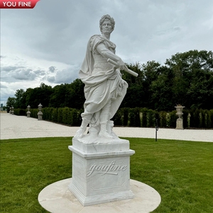 Yolfine Custom Plaza pubblica decorazione in pietra naturale intagliato a mano a grandezza naturale imperatori romani in marmo <span class=keywords><strong>Augustus</strong></span> Caesar statua - Product Image 2