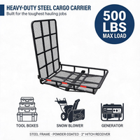 Porte-bagages pliable en acier robuste 500 LBS avec rampe, fixation arrière 2 pouces pour SUV, camion, camping, voyage en voiture