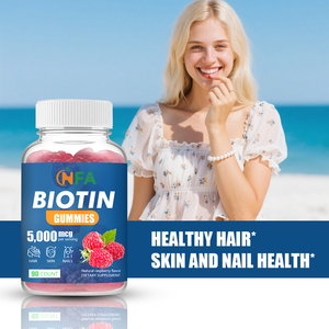 OEM/ODM Bonbons gommeux à la biotine Saveur de framboise Bonbons gommes à la biotine 5000mcg Promouvoir la production d'énergie 90 bonbons - Product Image 4