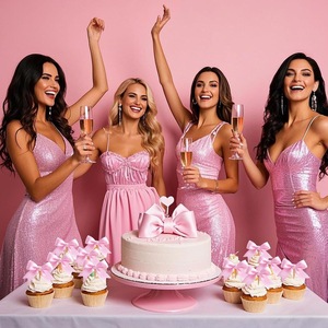 ท็อปเปอร์คัพเค้กรูปโบว์สีชมพูหวานๆ ลายฮันนี่แอนด์สวีทเนส 12 ชิ้น ของตกแต่งเค้กอะคริลิค สำหรับวันเกิด วันวาเลนไทน์ วันแม่ - Product Image 4