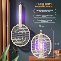 Raquette électrique anti-moustiques rechargeable, pliable, avec lampe attractrice et tue-moustiques automatique pour la maison