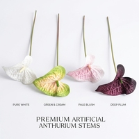 Fleur artificielle d'Anthurium en PVC souple, toucher réel, pour vase, décoration de mariage, maison, bureau