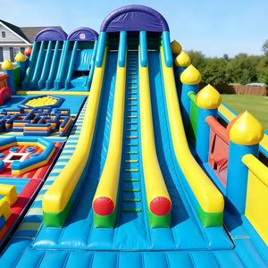Giochi Sportivi Gonfiabili per Adulti e <span class=keywords><strong>Bambini</strong></span> all'Aperto, Trampolino da Competizione, Percorso a Ostacoli con Scivolo e Piscina - Product Image 3