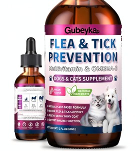 Prevención de <span class=keywords><strong>Pulgas</strong></span> y Garrapatas <span class=keywords><strong>para</strong></span> Perros y Gatos, Gotas Líquidas Naturales, Apoyo Inmunológico Seguro, Multivitaminas, Minerales, Omega-3, Salud de la Piel, Pelaje y Digestión - Product Image 1
