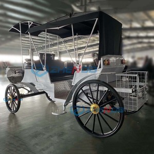 Customized Sightseeing Cart Electric for Sale Black Convertible Four-wheel European Wagon Carriage Special Transportation - Product Image 1
