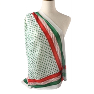 <span class=keywords><strong>JYL</strong></span> Hijab en mousseline imprimé Palestine, foulard islamique de qualité supérieure pour femmes musulmanes, style Dubaï, logo Keffiyel - Product Image 4
