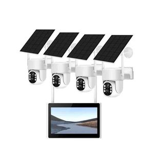 Eseecloud App 4CH 5MP năng lượng mặt trời không dây Camera Kit với 4MP máy ảnh 10inch màn hình CCTV giám sát ai hệ thống năng lượng mặt trời Wifi máy ảnh Kit - Product Image 1