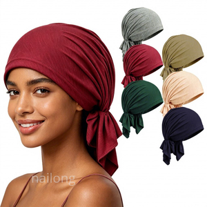 Gorro turbante de satén transpirable para <span class=keywords><strong>verano</strong></span>, pañuelo para la cabeza, gorro de <span class=keywords><strong>quimioterapia</strong></span> de alta calidad, conjunto de tres piezas. - Product Image 3
