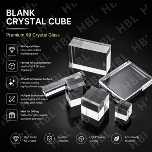 HBL Vente en gros de cubes de verre vierges en cristal K9 poli Cube photo en cristal gravé au laser 3D Presse-papiers - Product Image 3