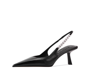 Sandali Slingback da Donna con Tacco a Spillo, Punta Affusolata, Decorazione a Catena e Cinturino con Fibbia, Eleganti e Sexy per l'Estate - Product Image 1